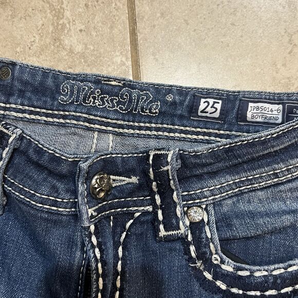 Miss Me Capri Womens Jeans Boyfriend Rise Blue Denim Size 25 (28 Measured) - Picture 6 of 7